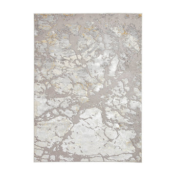 Apollo 2677 Modern Abstract Distressed Marble Metallic Shimmer High-Density Textured Low Profile Short-Pile Grey/Gold/Cream Rug-Think Rugs-Rug Love - The Most Loved Rug Store